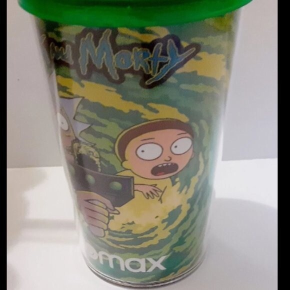 Rick & Morty HBO Max Green Tumbler 10-14 Oz with Lid & Straw NWOT - Picture 6 of 6